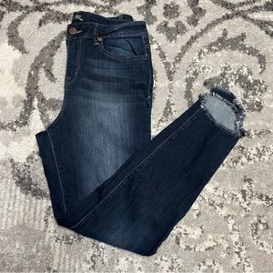 1822 Denim Dark Wash Raw hem Skinny Ankle Jeans